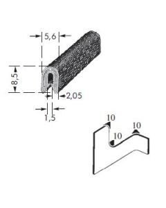 Kantenschutzprofil, Plattendicke: 1-1 mm BxH: 5.6x8.5 mm grau