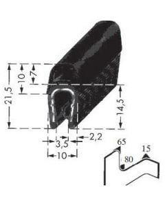 Kantenschutzprofil, Plattendicke: 1-4 mm BxH: 10x21.5 mm schwarz