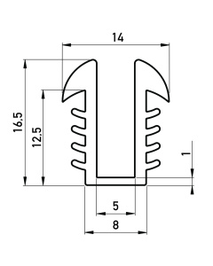 Rubber U profiel voor glasmontage