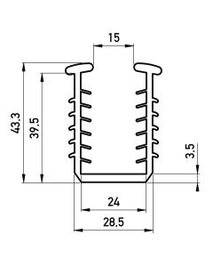 Rubber U profiel voor glasmontage