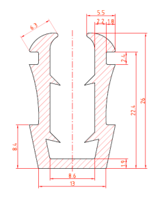 Gummi-U-Profil 13x26 mm