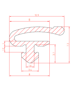 Gummi-Lippenprofil 10.9x7.3 mm