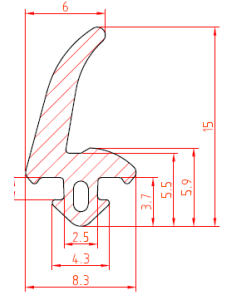 Gummi-Lippenprofil 7.9x14.6 mm