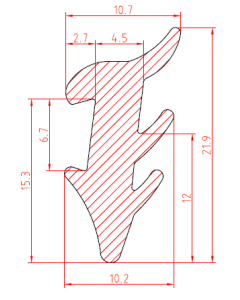 Gummi-Steckprofil 10.7x21.9 mm