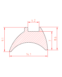 Fensterfuehrungsgummi 14.1 x 8.6 mm