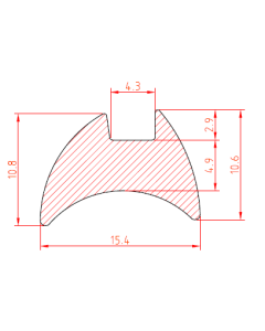 Fensterfuehrungsgummi 15.4 x 10.6 mm