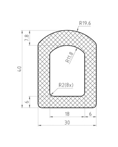 Silikon-Hohlprofil halbrund HxB: 30x40 mm