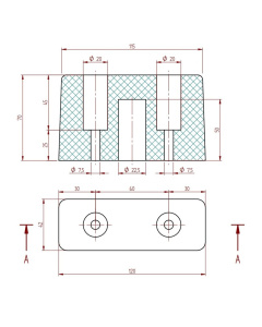 Rubber bumpers maattekening Technirub