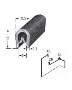 Kantenschutzprofil, Plattendicke: 1-4 mm BxH: 10.5x14 mm schwarz
