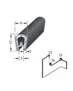 Kantenschutzprofil, Plattendicke: 1-3 mm BxH: 9x12 mm schwarz