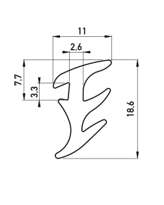 Gummi-Steckprofil 11.9x18.9 mm