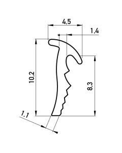 Rubber inrolprofiel