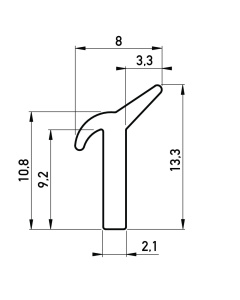 Gummi-Steckprofil 9.5x16.5 mm
