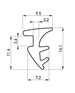 Gummi-Steckprofil 9.5x14.1 mm