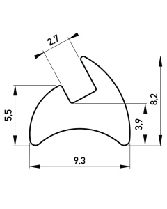 Fensterfuehrungsgummi 8.2 x 8.2 mm