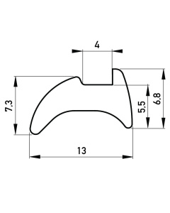 Fensterfuehrungsgummi 13 x 7.5 mm