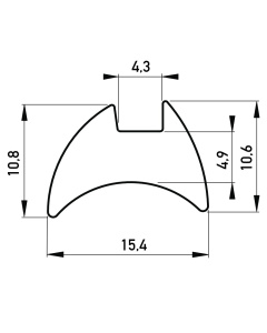 Fensterfuehrungsgummi 15.4 x 10.6 mm