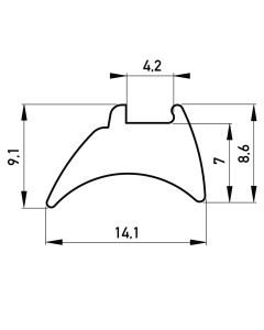 Fensterfuehrungsgummi 14.1 x 8.6 mm
