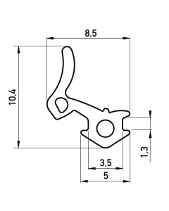 Gummi-Lippenprofil 9.5x8.4 mm