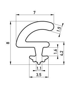 Gummi-Lippenprofil 7x7.9 mm