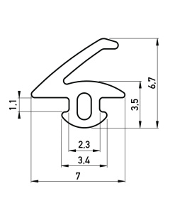 Gummi-Lippenprofil 7x6.7 mm