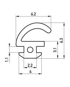 Gummi-Lippenprofil 6.2x6.3 mm