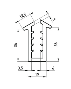 Gummi-U-Profil 19x36 mm