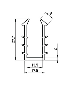 Gummi-U-Profil 17.5x29.9 mm
