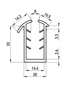 Gummi-U-Profil 20x33 mm