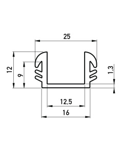 Gummi-U-Profil 16x12 mm